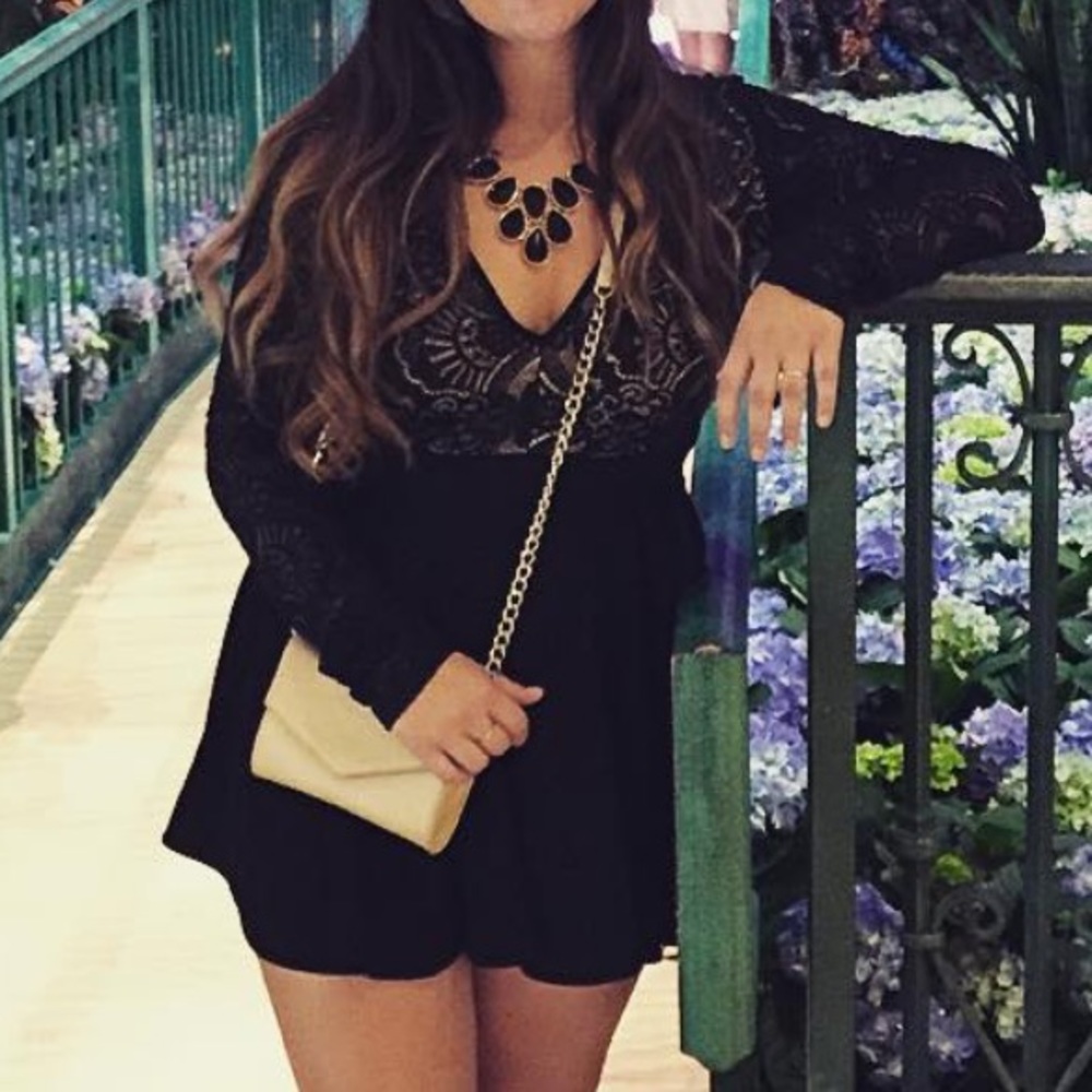 Nude and Black Lace Dress
